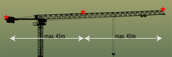 Flat crane with 45m to 90m length